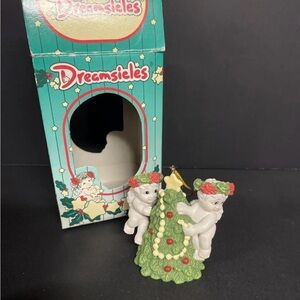 Dreamsicles White Cherub Christmas Tree Ornament - Green/Red - 1997